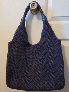 Banana Republic Navy Woven Shoulder Tote